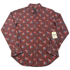 NWT OBEY Propaganda Edger Burgundy Feather Button Up Shirt Size S
